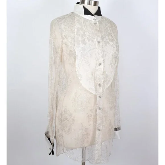 If Six Was Nine Maniac Corp Japan shirt blouse 3 ivory lace tuxedo skull buttons